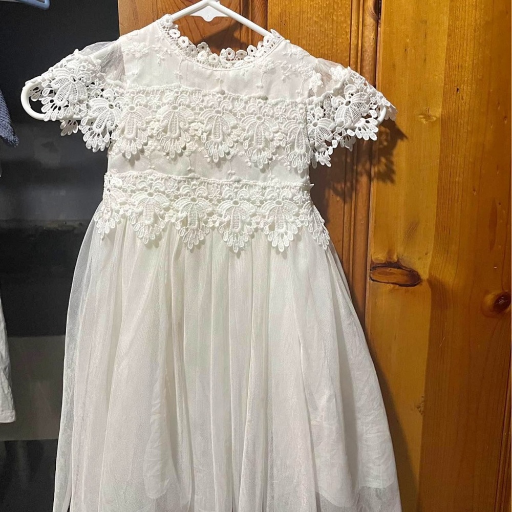 Elegant White Lace Kids Dress